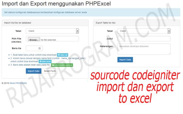 https://rajaprogram.com/2018/08/source-code-import-dan-export-pada-codeigniter.html